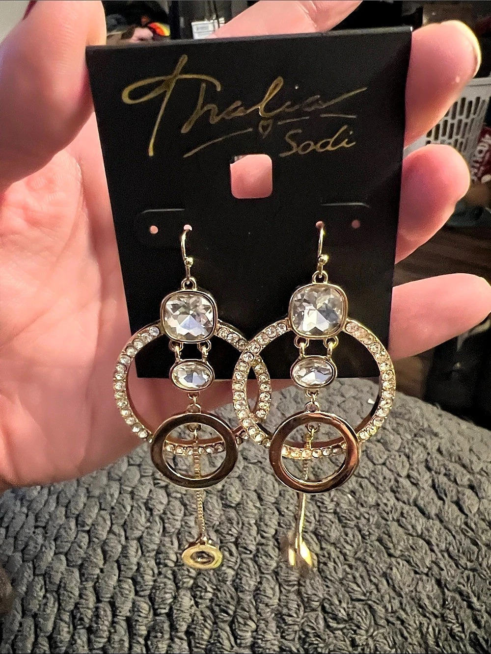 Thalia Sodi Gld Multi Circ Hoop Crystal Multi-Circle Hoop Earrings NWT